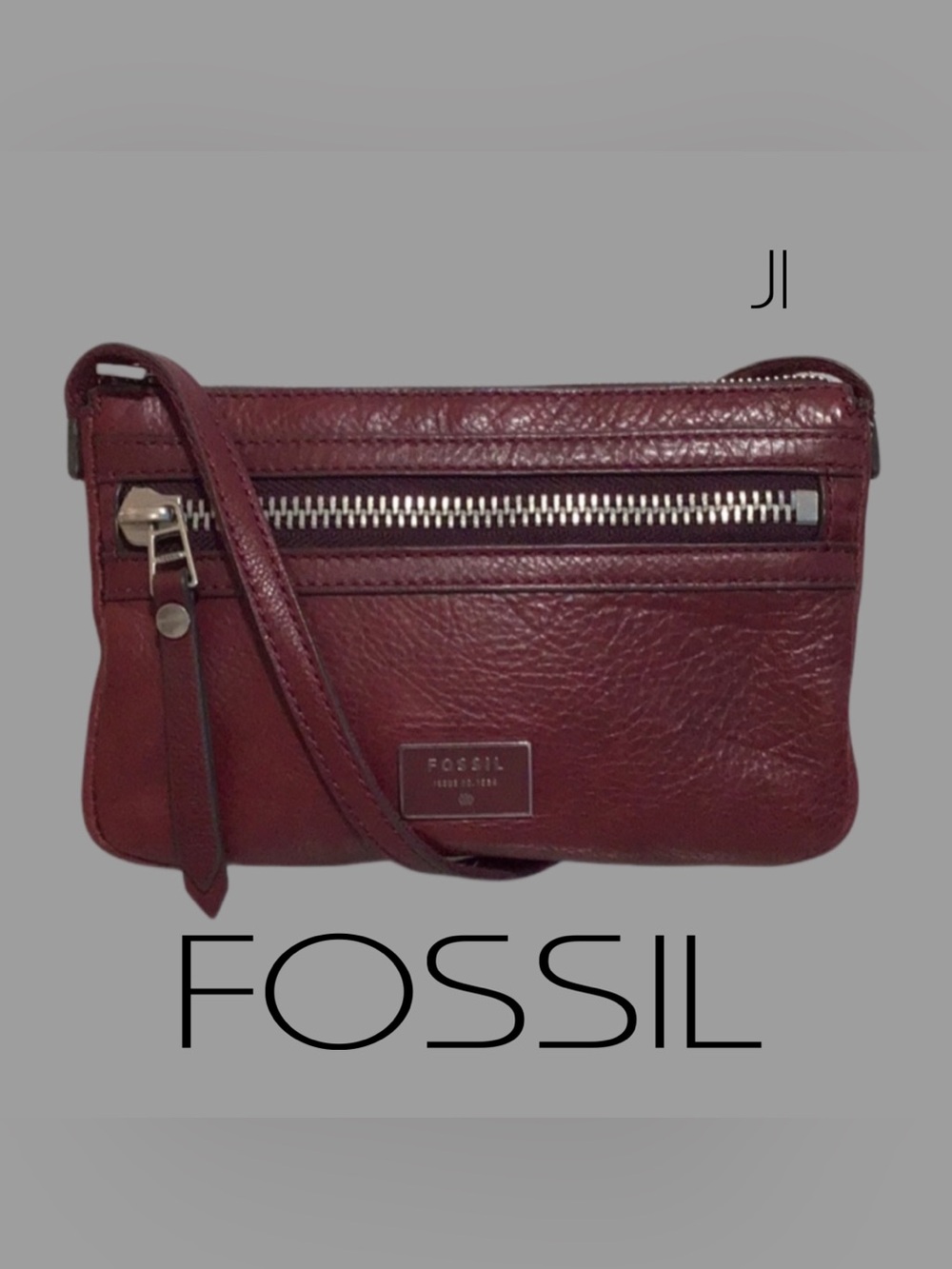 FOSSIL Issue 1954 Leather Boho  Crossbody Oxblood Color Key Dangler